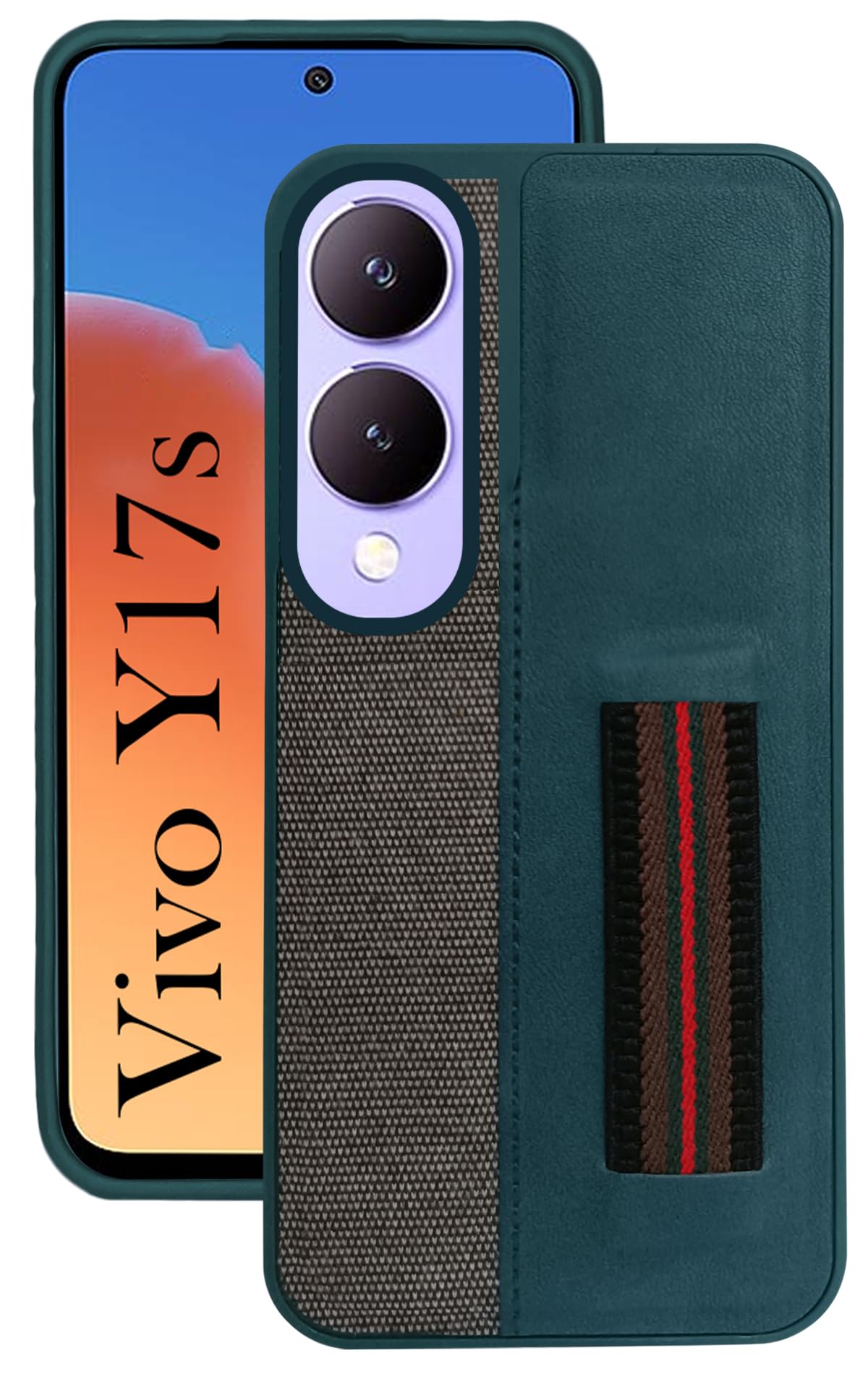Jkobi Back Cover Case for Vivo Y17s (Professional PU Leather | Strip Chain Holder Socket | Green) (B0CSG2SQ5S) Amazon Price History, Amazon Price Tracker