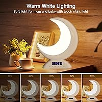 Vista 3 de Reloj despertador con lámpara de luna mágica, bonita luz RGB que cambia de color, modo de escena y modo de música, lámpara nocturna perfecta