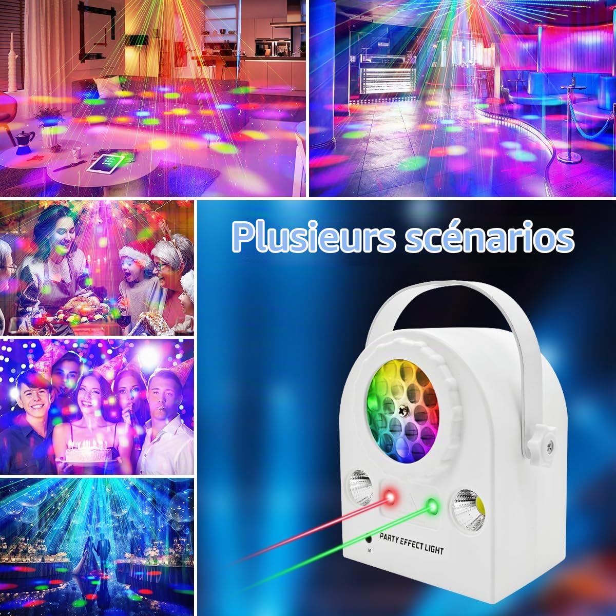 Boule lumineuse disco, en matériau ABS, avec télécommande, lumière d'ambiance LED dynamique, lumière DJ, adaptée aux fêtes de famille/fêtes/mariages/éclairage de scène et autres occasions.