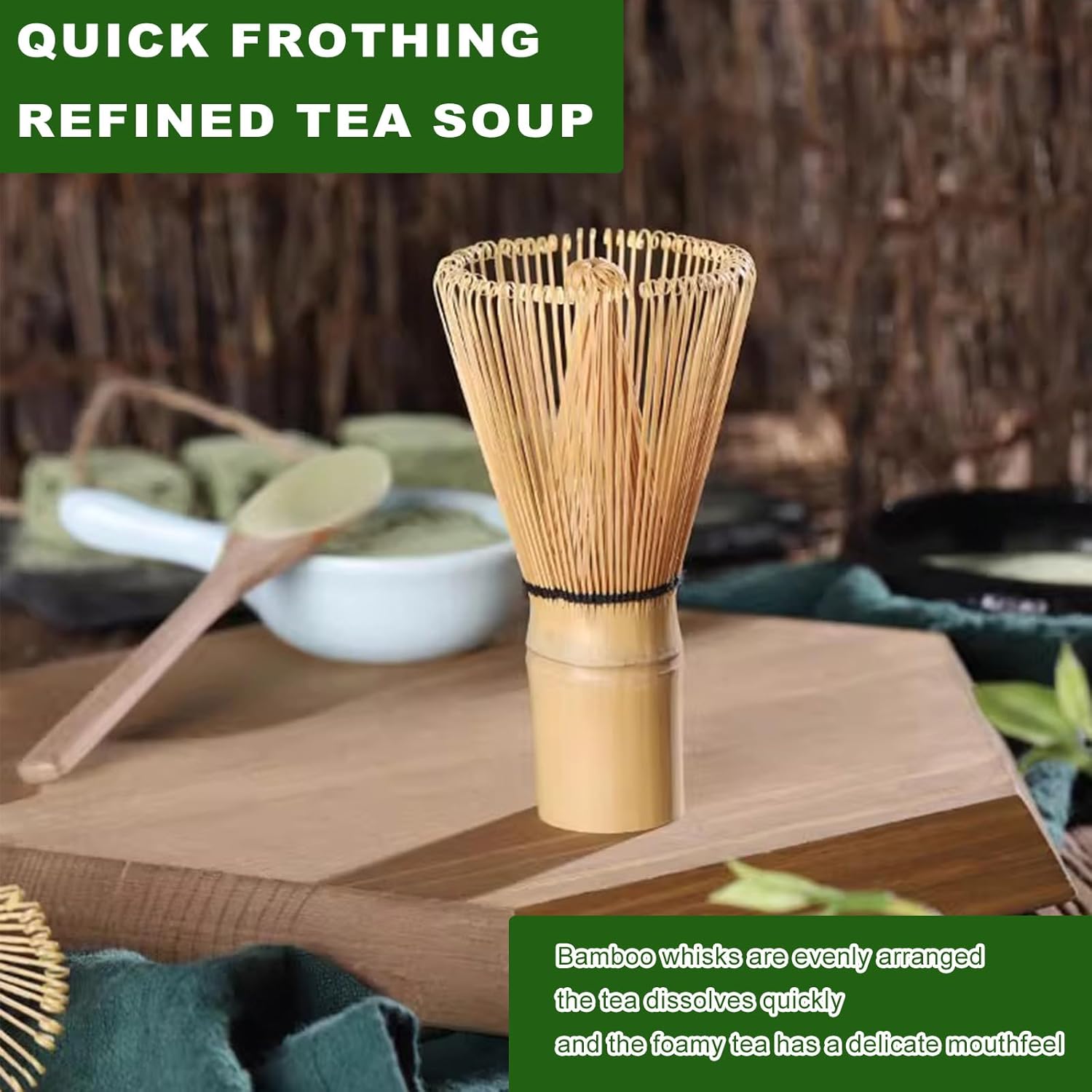 Matcha Whisk Natural Bamboo Tea Whisk Traditional Matcha Tea Whisk Tool Ceremony Matcha Lattes Making Tools for Ceremony Drinking Hot Chocolate Frappe Latte