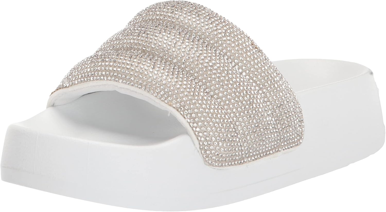 Madden Girl Women's Ettie Slide Sandal, White/Clear, 11
