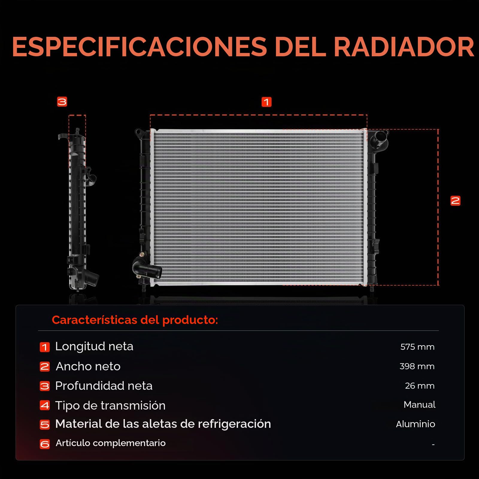 Frankberg Radiador Enfriador de agua Radiador del motor 17117570821 | Compatible con: M.i.n.i R50 R53, M.i.n.i Convertible R52