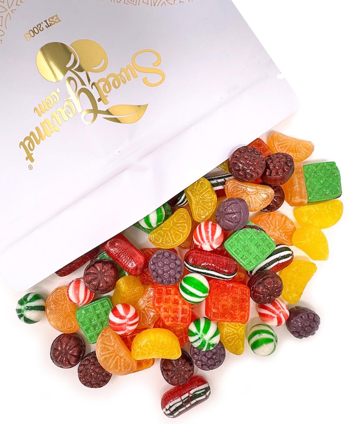 SweetGourmet Holiday Hard Candy Mix, Traditional Christmas Candies, Assorted Solid Shapes and Flavors, 3-Pound Bag