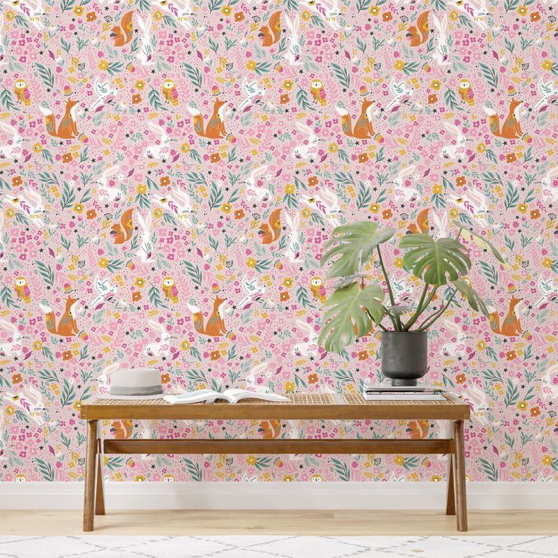 Miniatura 3 de WISEAL Papel tapiz autoadhesivo para despegar y pegar, dibujos de animales, papel tapiz de vinilo extraíble para decoración de dormitorio, baño,