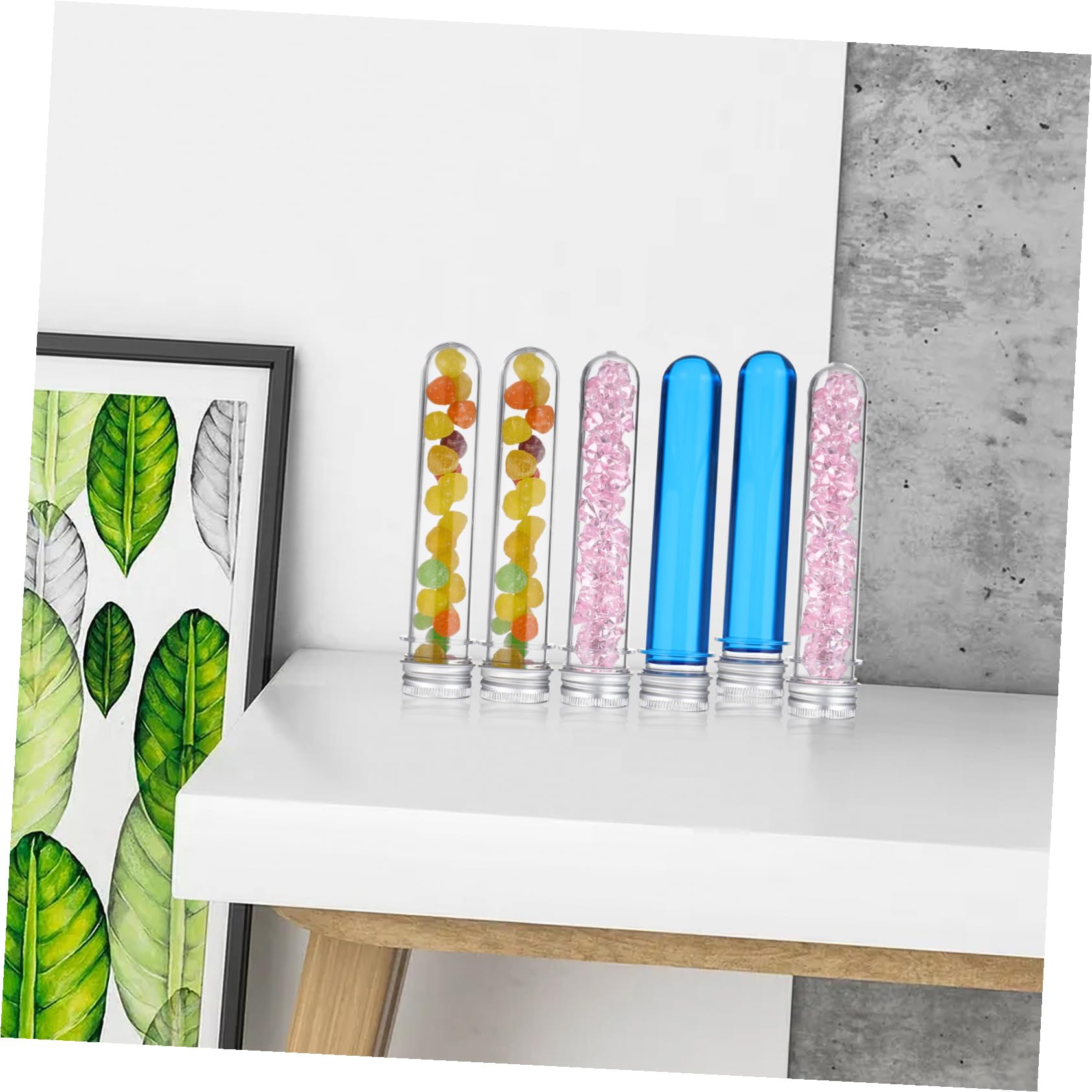 BESTYASH Provette in Plastica Pet Provette Trasparenti con Tappo Vite in Alluminio di Campioni per Oggetti Artigianali