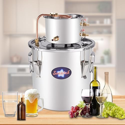 Vista 8 de Kit para fabricar vino, licor y aguardiente con hervidor de acero inoxidable y cobre, Plateado