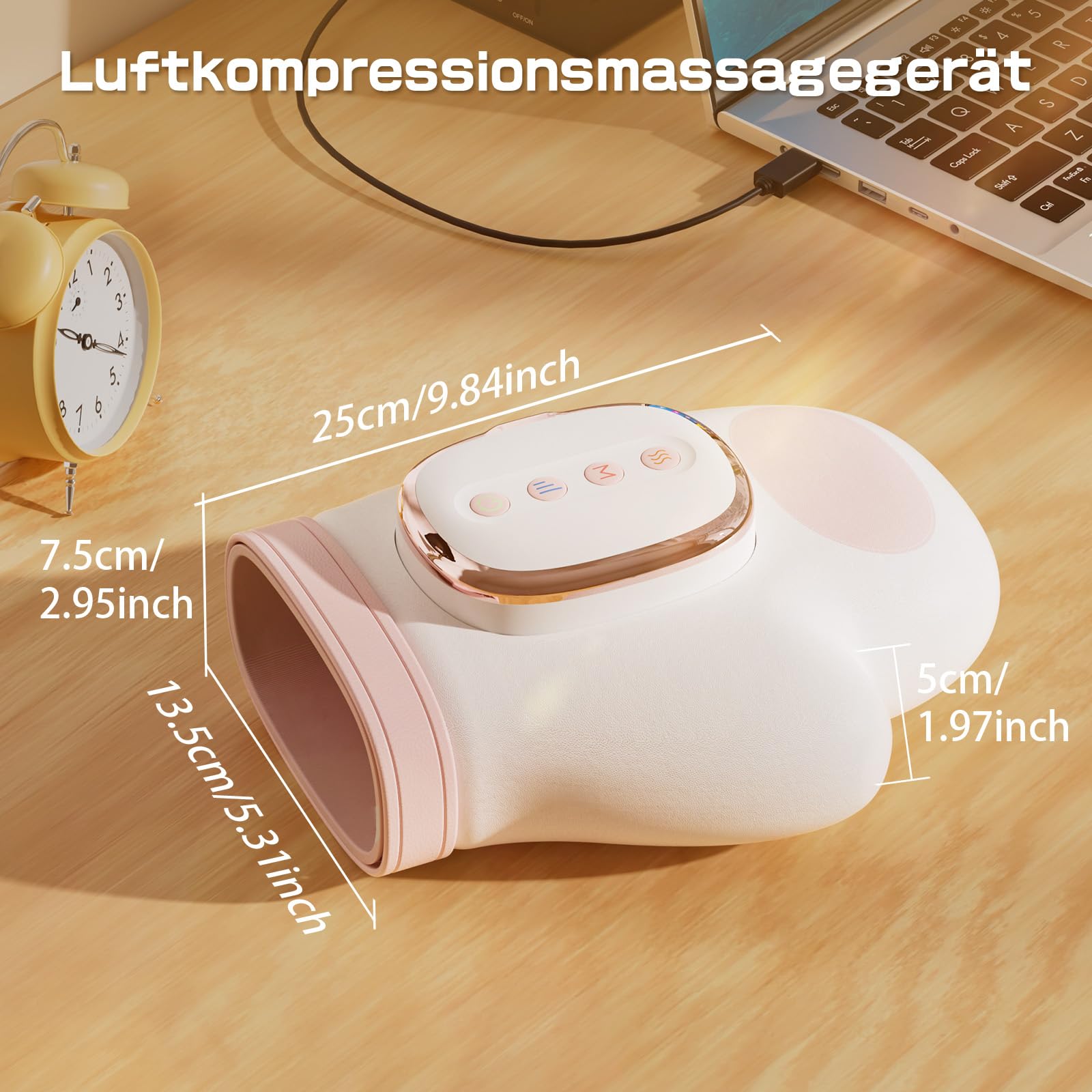 Handmassagegerät Rosa Mit Wärme, 3Modi & 5 Intensitätsstufen