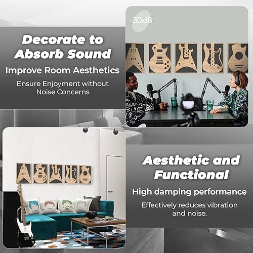 Miniatura 2 de Arrowzoom 1 juego de paneles de madera acústicos para guitarra profesional difusa, decoración del hogar, paneles de arte de pared a prueba de