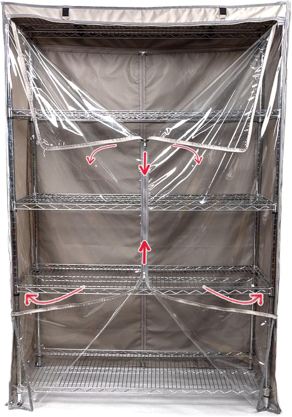 YLOVAN Storage Shelf Cover Wire Rack Shelving Dust Protective, Fits Racks 48" Lx19''Dx72''H One Side See Through Panel (Cover only)