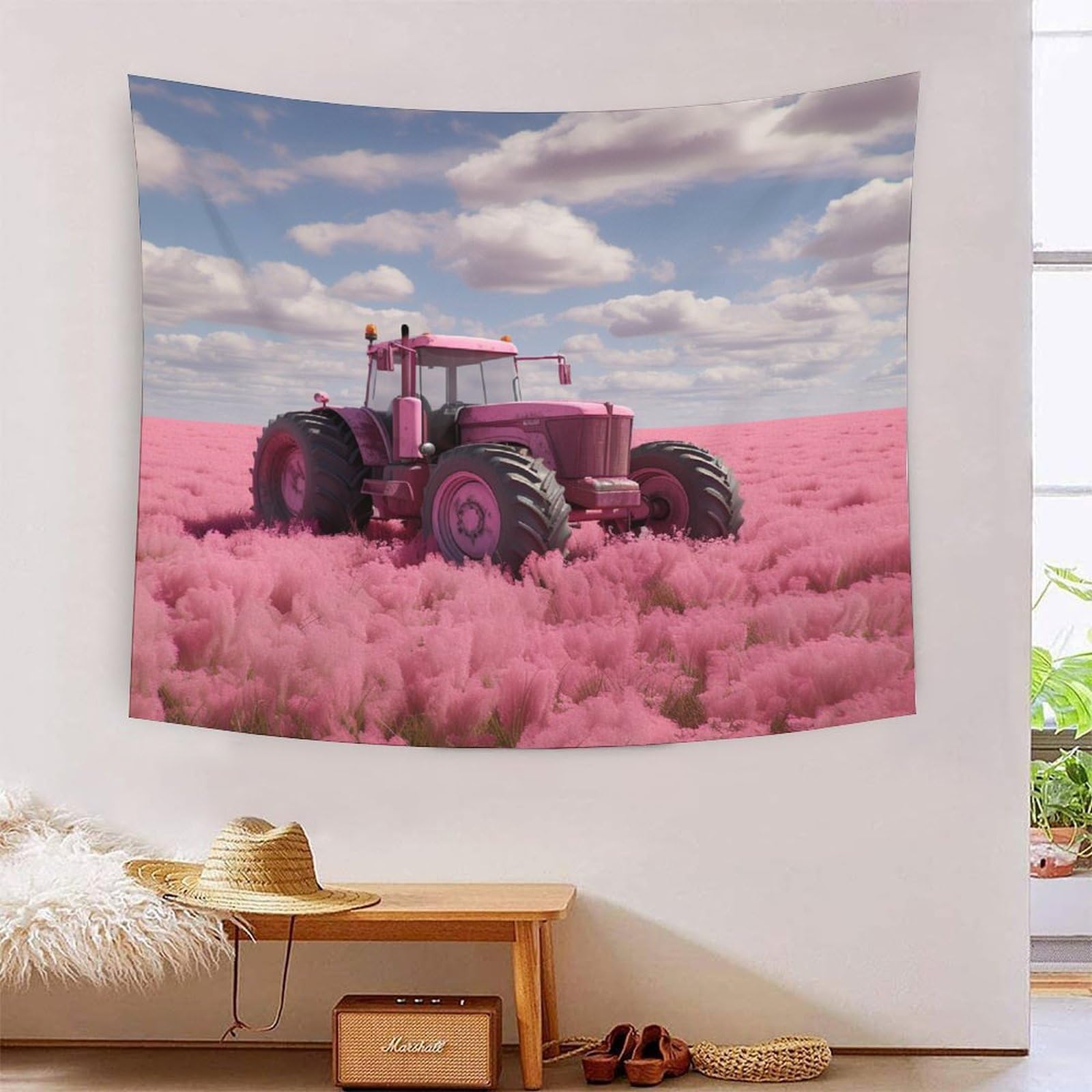 Couverture murale tracteur impression 3D en polyester doux premium 180 cm