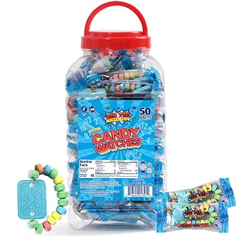50 Blue Candy Watches, Candy Bracelets, Individually Wrapped - Party Favors