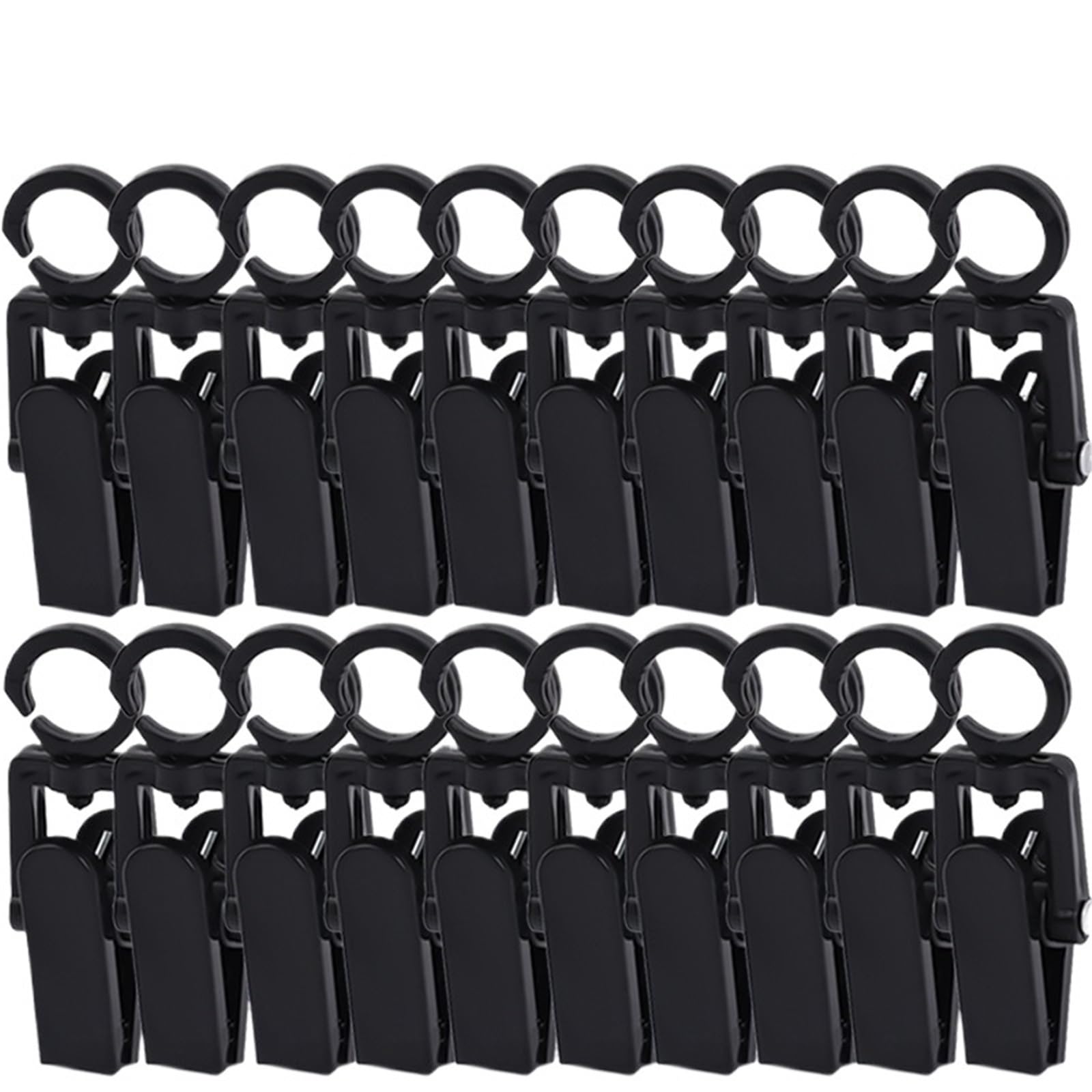 Clothespins Multifunctional Clothes Pegs Laundry Hanger Portable Hats Socks Towels Hanging Storage Clips(Black-20pcs)