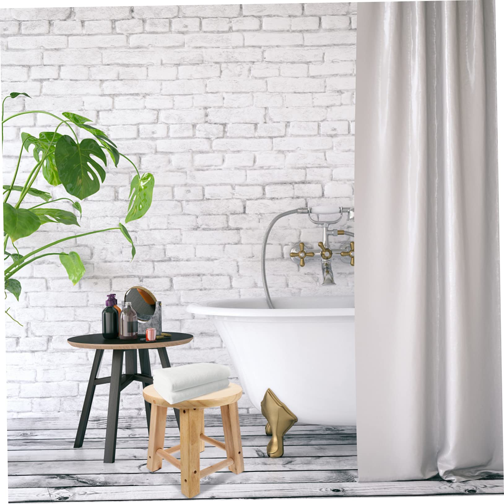 Taburete pequeño de madera de 25 x 25 cm, reposapiés de baño de madera maciza, mini asiento creativo para inodoro, versátil y bajo, para uso en el hogar, cocina o sala de estar
