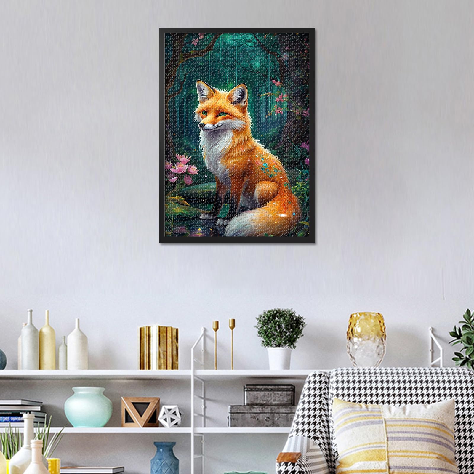 1000 Pieces Red Fox Puzzles for Adults Red Fox Jigsaw Puzzles for Wall Art Wild Animal in the Forest Intelligence Puzzle Art for Adults Home Decor Family Indoor Games 27.5"X19.7" - Image 4