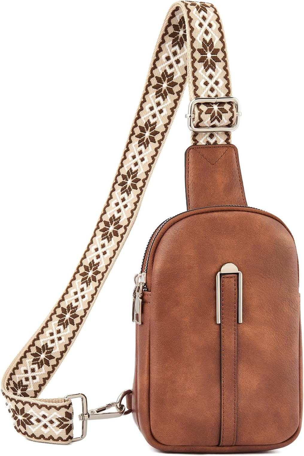 BostantenSmall Sling Bag for Women Crossbody Purse Leather Crossbody Bag Trendy Leather Fanny Pack Chest Bag for Travel