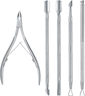 5 Pcs Cuticle Remover Set, Cuticle Trimmer, Cuticle Pusher, Cuticle Nippers, Stainless Steel Cuticle Remover Scissors Cutters, Nail Toenail Cuticle Clippers for Fingernails Toenails