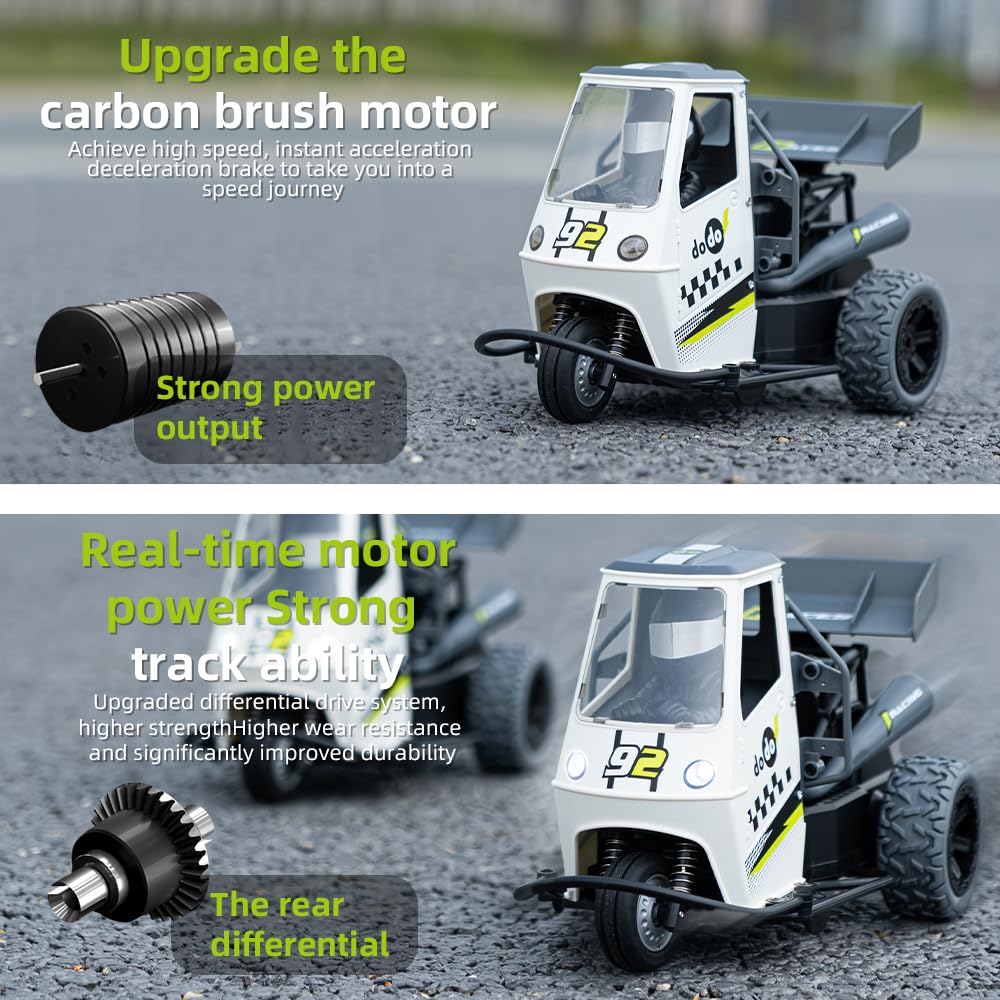 X-Verse Telecomando Stunt Car, RC Drift Tricycle, 2.4 Ghz 1:16 Alta Velocità Moto Elettrica Giocattoli, Regali per Bambini - 3 Batterie