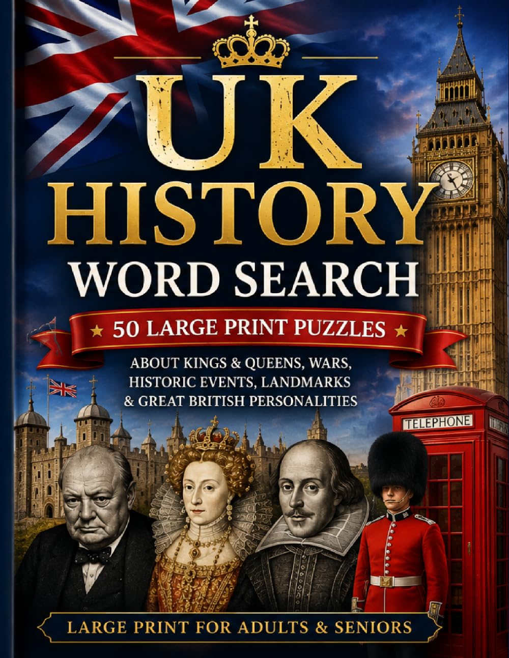 Explore the History of Britain One Word at a Time: 50 Relaxing Large Print Word Search Puzzles