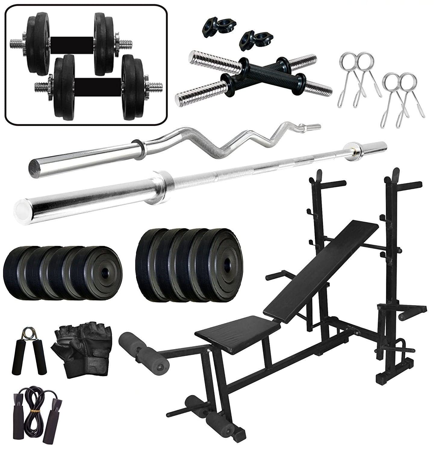 Body Maxx 50Kg PVC Combo 35 Home Gym with 8 in 1 Multipurpose Bench-image-29