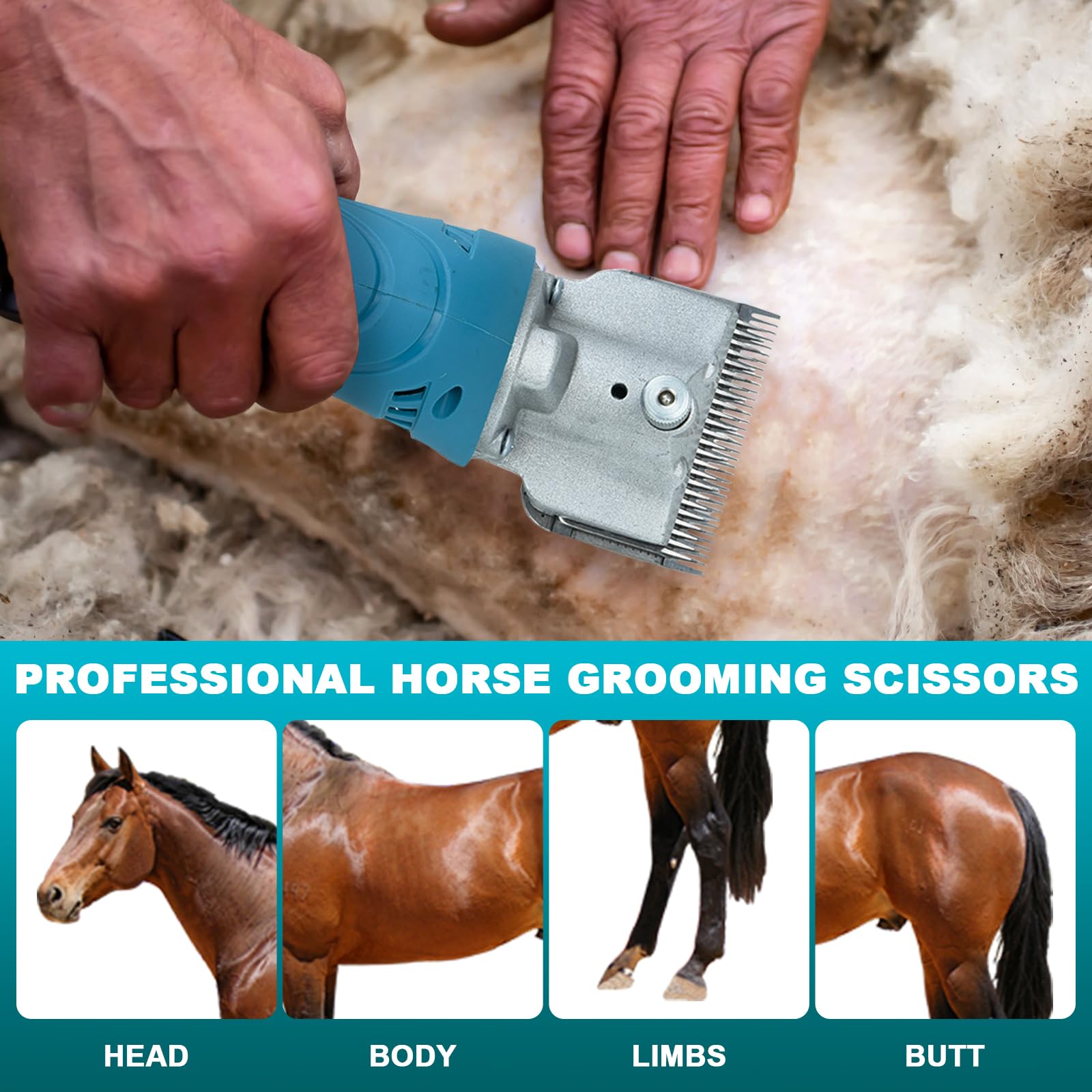 Tijeras para caballos y ovejas, compatibles con batería Makita de 18 V, motor de 2500 RPM/min, 6 velocidades, 35 mm, profesional, para todo el vello corporal (sin batería)
