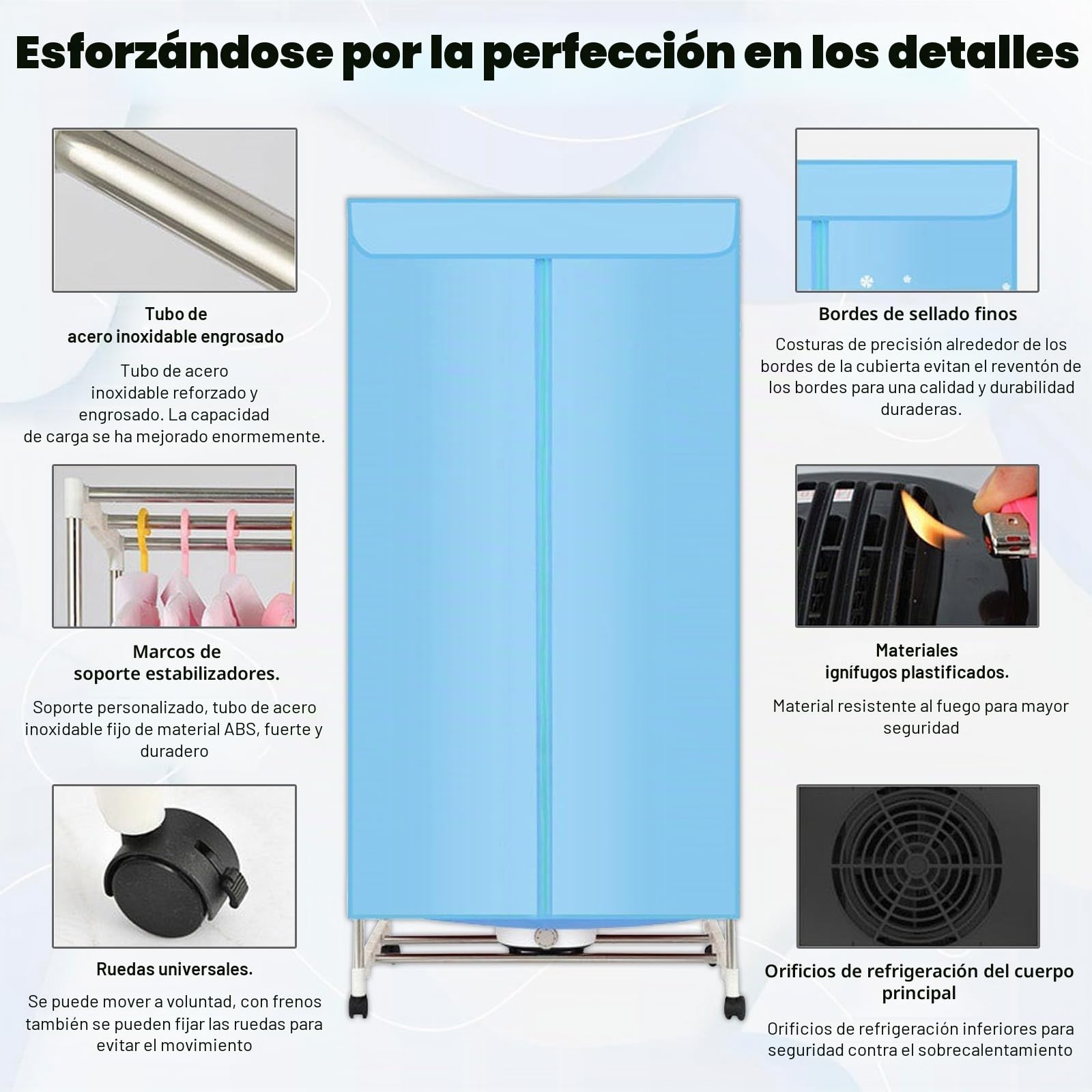 Plegable Armario Secadora De Aire Caliente, Secadora PortáTil Con Temporizador, Armario PortáTil Secador De Aire Caliente, 1000 W De Potencia, [Clase de eficiencia energética A]
