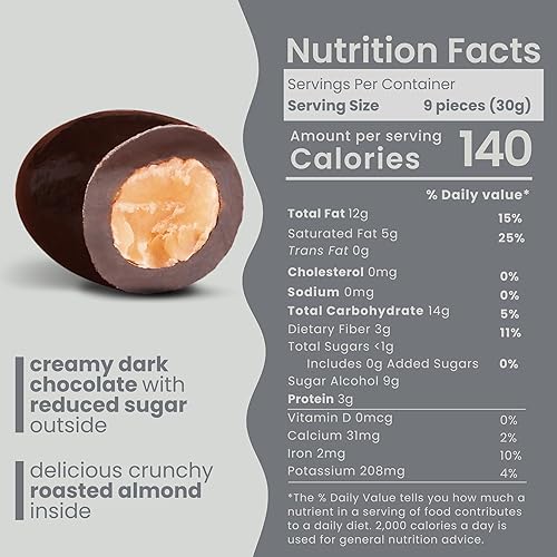 Miniatura 2 de Nutic Almendras de chocolate negro sin azúcar, 2 libras, aptas para dieta cetogénica, sin azúcar, sin gluten, veganas, personas conscientes de la