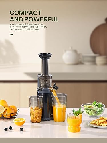 Miniatura 4 de Reemix - Exprimidor de prensado en frío compacto y pequeño, extractor de jugo, denso en nutrientes y vitaminas, tritán sin BPA, fácil de limpiar