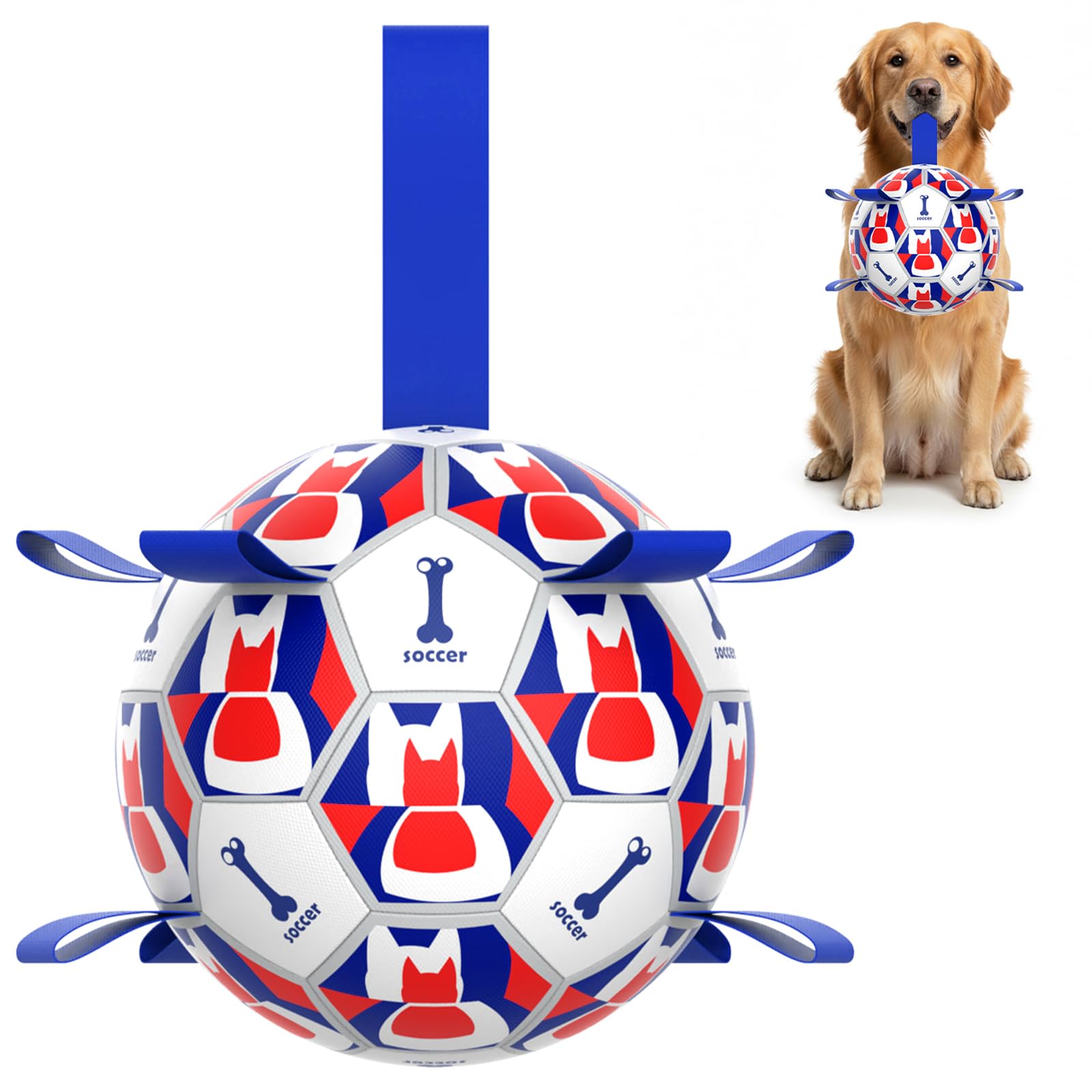 Dog Soccer Ball with Straps, 6 Inch for Small and Medium Dogs, C
