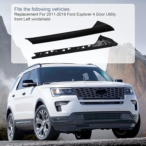 Vista 3 de CARMOCAR Moldura frontal para pilar A parabrisas izquierdo exterior e interior de reemplazo para Ford Explorer 2011-2019 926-450 BB5Z7803136AA