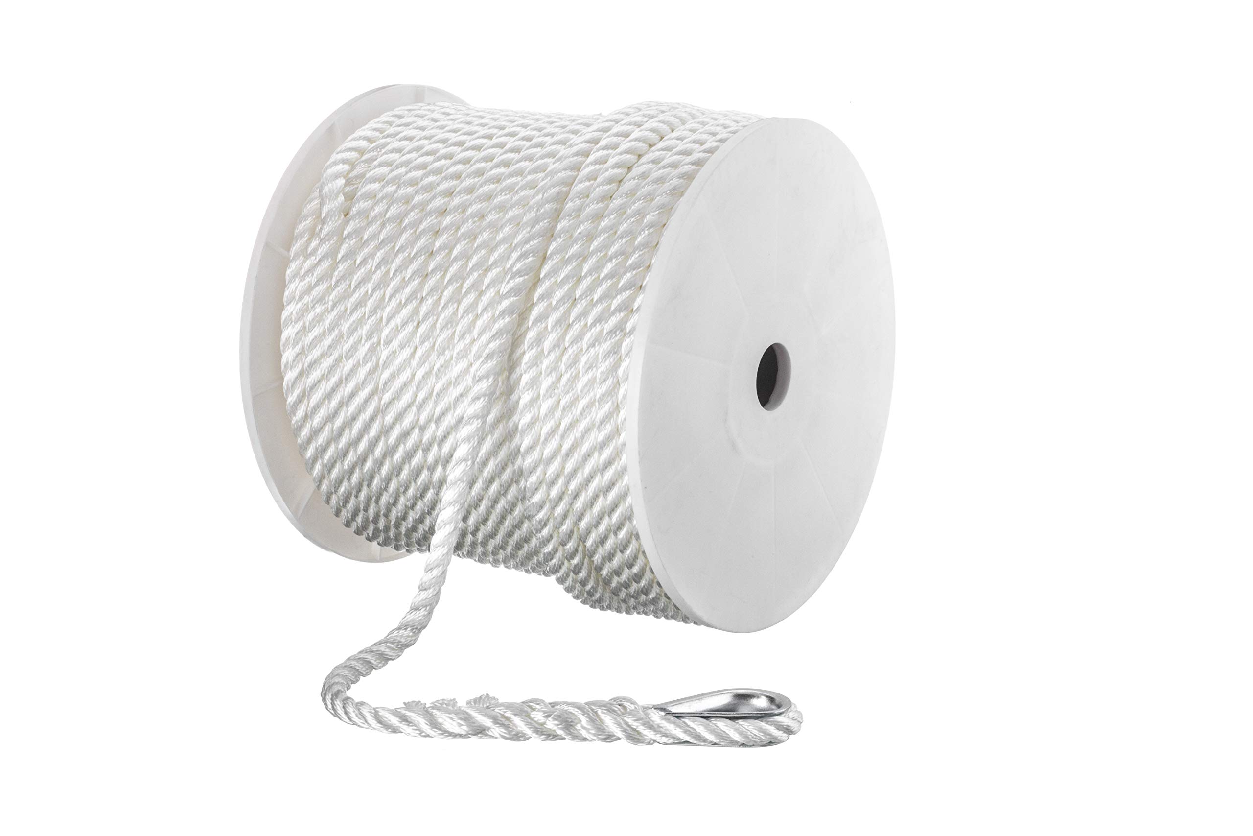 Seachoice Anchor Line Rope, 3-Strand Twisted, White, Nylon, 1/2 in. X 250 Ft.
