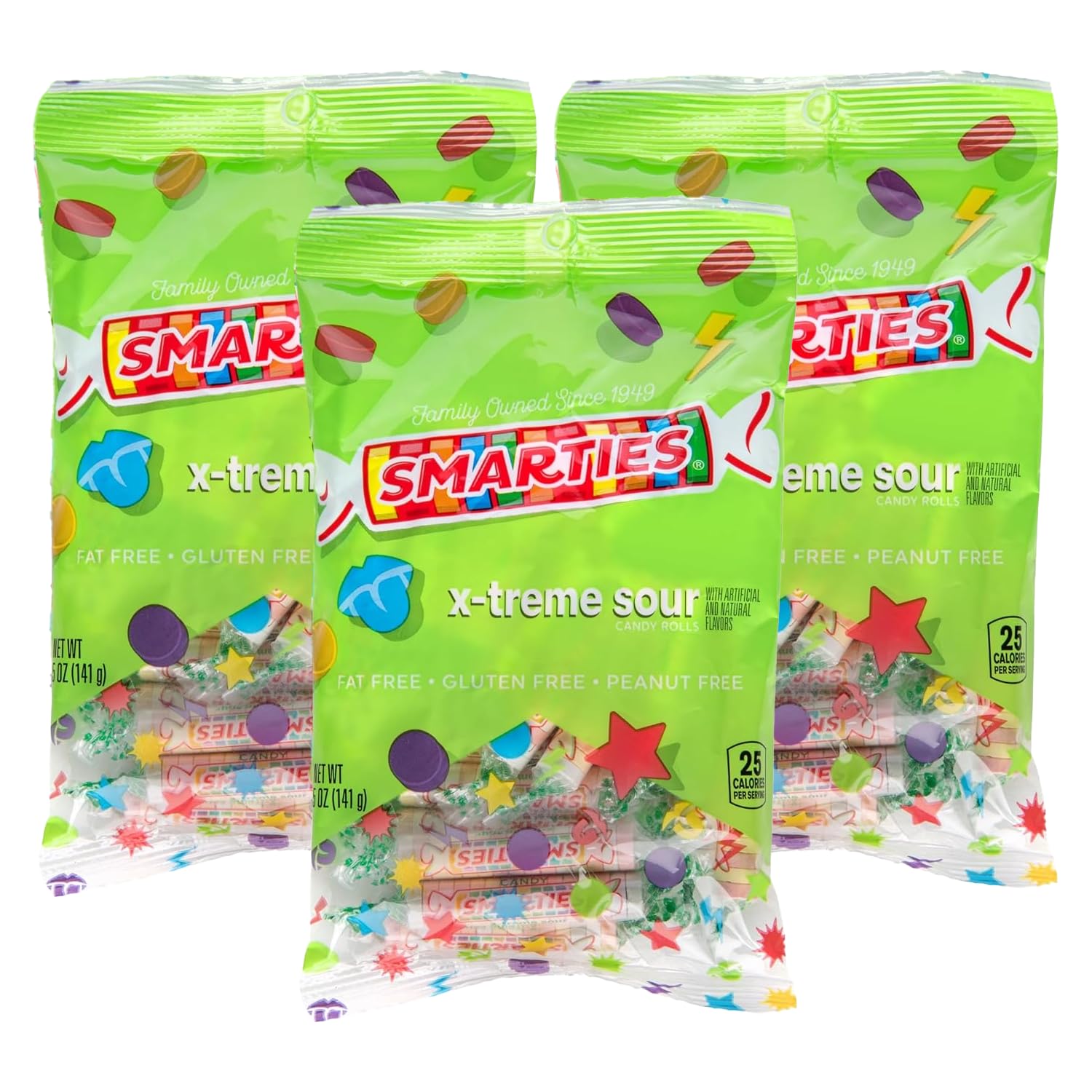 X-treme Sour Candies - Gluten Free, Peanut Free, Dairy Free Extra Sour Candy - Perfect for Parties, Candy Mixes, & Halloween - Made by US Candy Company Since 1949-5 oz Bag (Pack of 3)