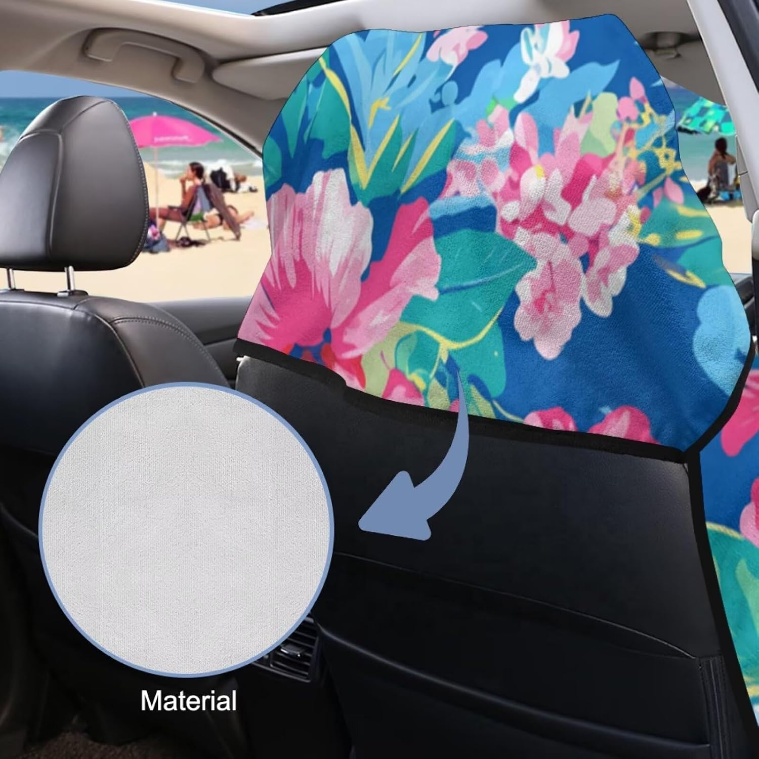 Flower Hibiscus Seat Covers Sweat Towel Car Seat Cover Heavy Duty Waterproof Car Seat Cover with Non-Slip Car Seat Towel Cover After Gym Yoga Running Beach Swimming Boxing