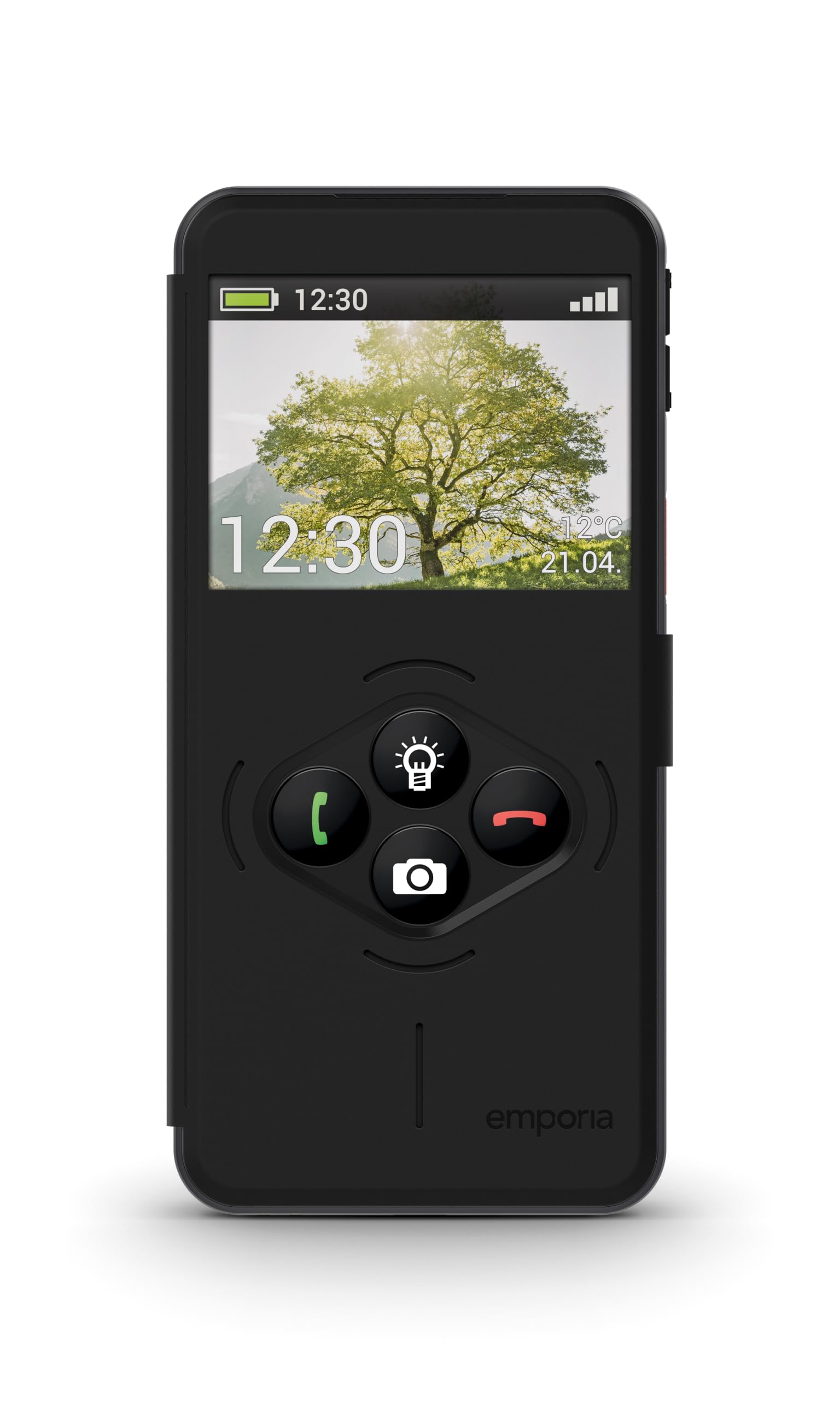 emporiaSMART.7lite Senioren-Smartphone ohne Vertrag, Android 15 Handy mit Notruftaste, 5,45" Touchdisplay, NFC, Fingerabdrucksensor, Hörgerätekompatibel, Großes Display, Einfache Bedienung, Schwarz
