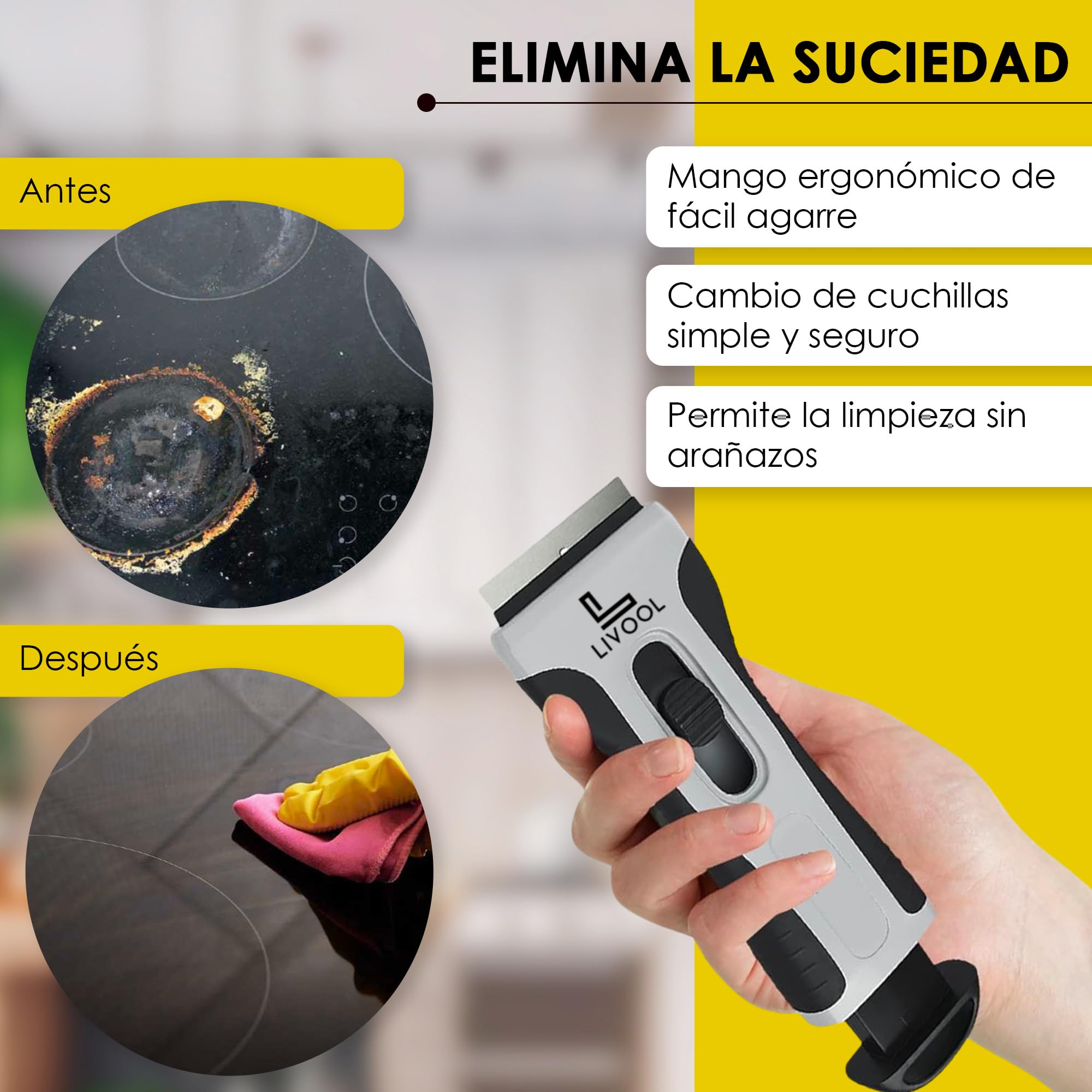 ️ Rasqueta Vitroceramica Profesional + 10 Cuchillas | Rascador Vitroceramica | Cuchilla Limpia Cristales y Vitroceramica | Raspador Vitroceramica Inducción.