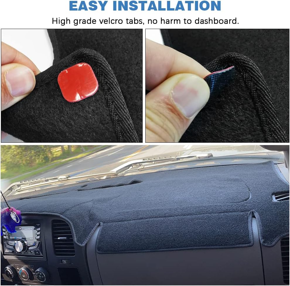 Dashboard Cover Compatible with 2007-2014 Tahoe Avalanche Suburban GMC Yukon Denali 07-13 Sierra SLT Silverado LTZ Dash Cover Mat Black Premium Carpet Without Dash Speaker