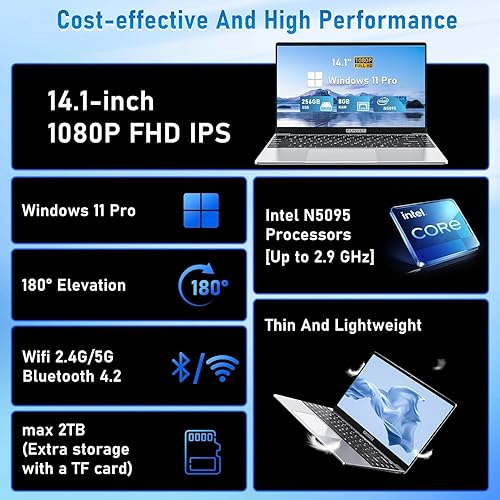 Miniatura 19 de Computadora portátil, portátil para juegos 2025, Windows 11 Pro, PC de 16 pulgadas, 16 GB de RAM 512 GB SSD, procesador Intel N95 de 12ª
