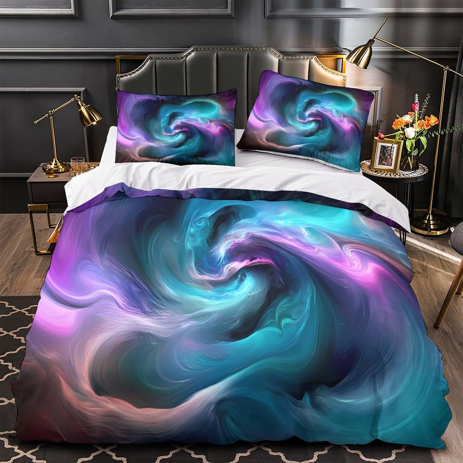 Housse de couette microfibre haut de gamme effet 3D imprimé formes abstraites