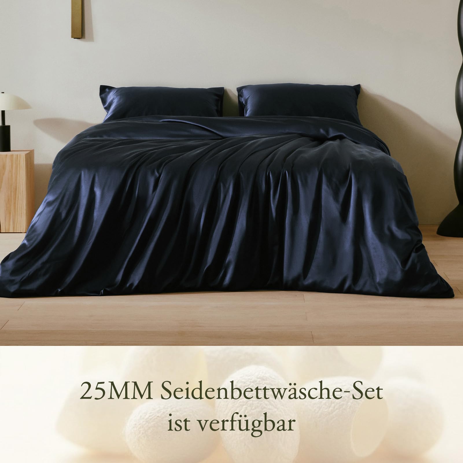 LilySilk Jedwabna poszewka na poduszkę, 25 momme, z zakładką, 1 sztuka, w 100% wysokiej jakości opakowania, wielokrotnego użytku, 80 x 80 cm, niebieska (Navy blue)