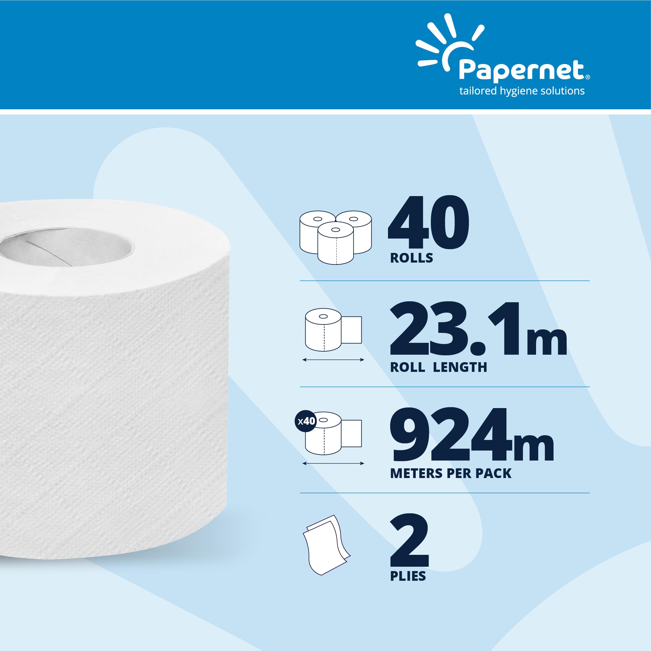 Rollo de papel higiénico especial de 2 capas (paquete de 40)