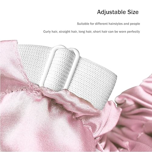 Miniatura 4 de Amamba Gorro de ducha con forro de satén 100% real, gorro de ducha extragrande para mujer, reutilizable, impermeable, tamaño ajustable y gorro de