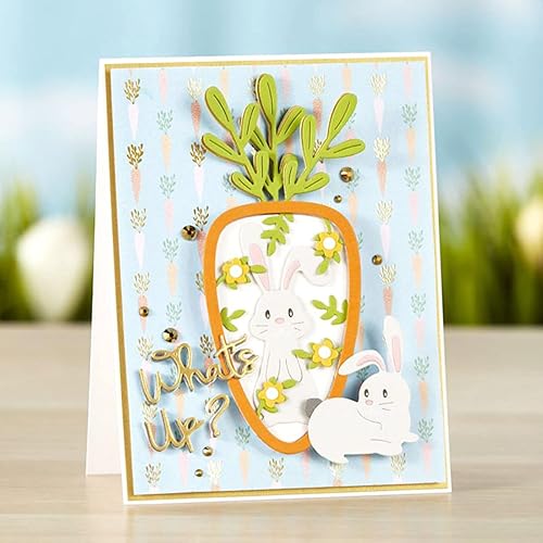 Miniatura 6 de Troqueles de metal de conejo de Pascua, diseño de animales de conejito de Pascua, huevo, zanahoria, plantillas de troqueles de corte, manualidades,