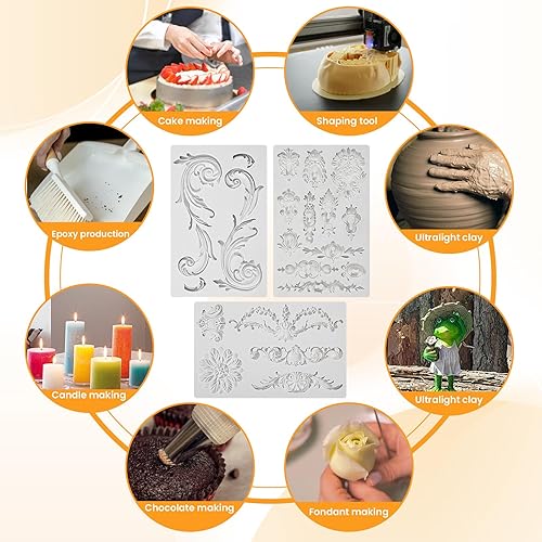 Miniatura 5 de 3 moldes barrocos en relieve para decoración de pasteles, moldes de silicona para fondant de flores, moldes de fondant para chocolate, dulces,