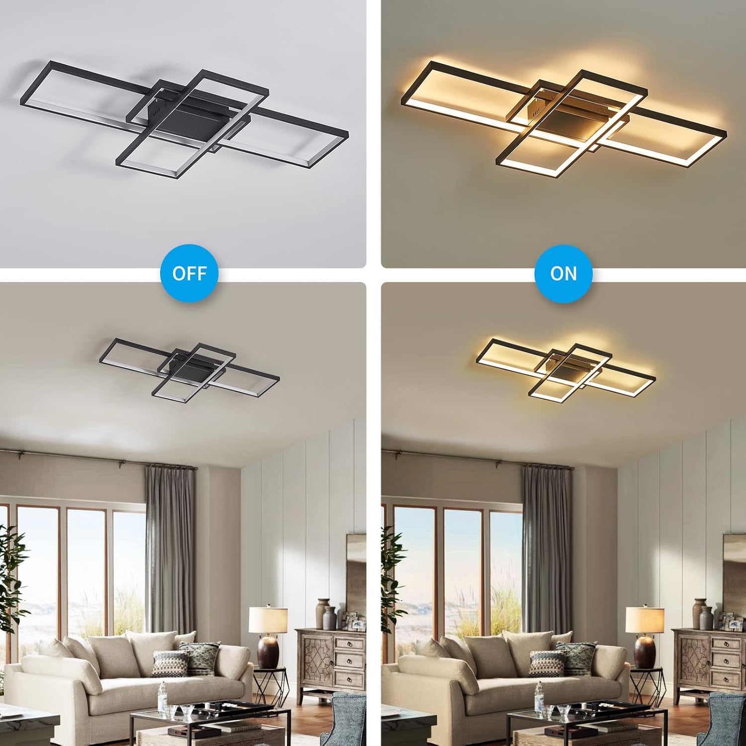 One-Day Sale: Up to 80% Off Leniure White Modern Square LED Light Ceiling Lamp Chandelier Lighting Fixture 35 Wide 22 Deep 3 High, Dimmable One-Day Sale: Up to 80% Off Leniure White Modern Square LED Light Ceiling Lamp Chandelier Lighting Fixture 35 Wide 22 Deep 3 High, Dimmable
