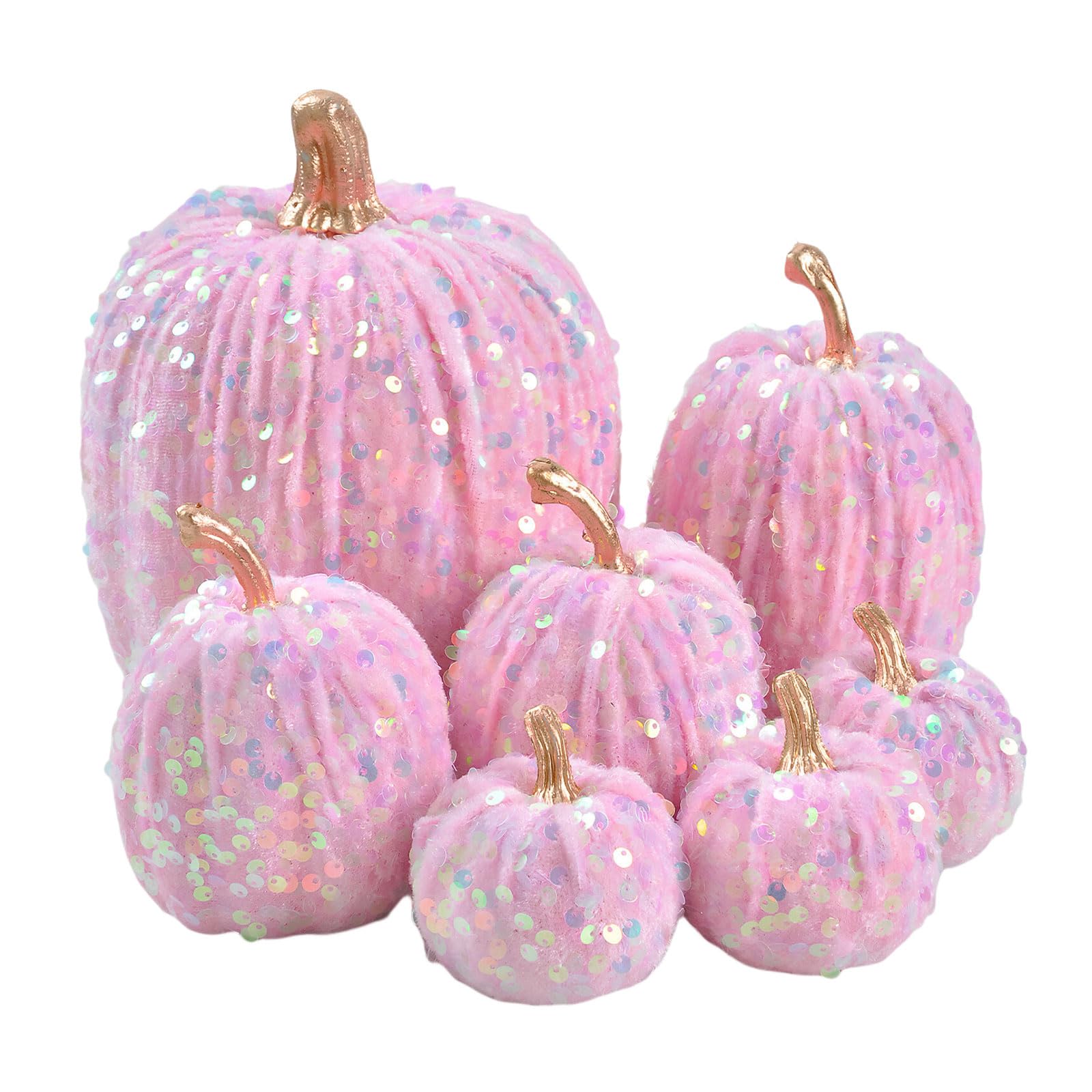 Xinsheinelry Of 7 Foam Pumpkins Decorations with Glittering Seasonal Ornament for Thanksgiving and Halloween Party Home Decoration Foam Pumpkin Decorations