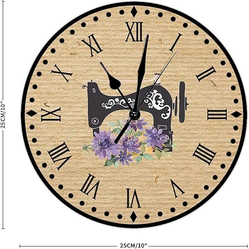 Vista 81 de Relojes de pared de madera para máquina de coser de flores, relojes sin marco, 10 pulgadas, brillante, silencioso, sin tictac, funciona