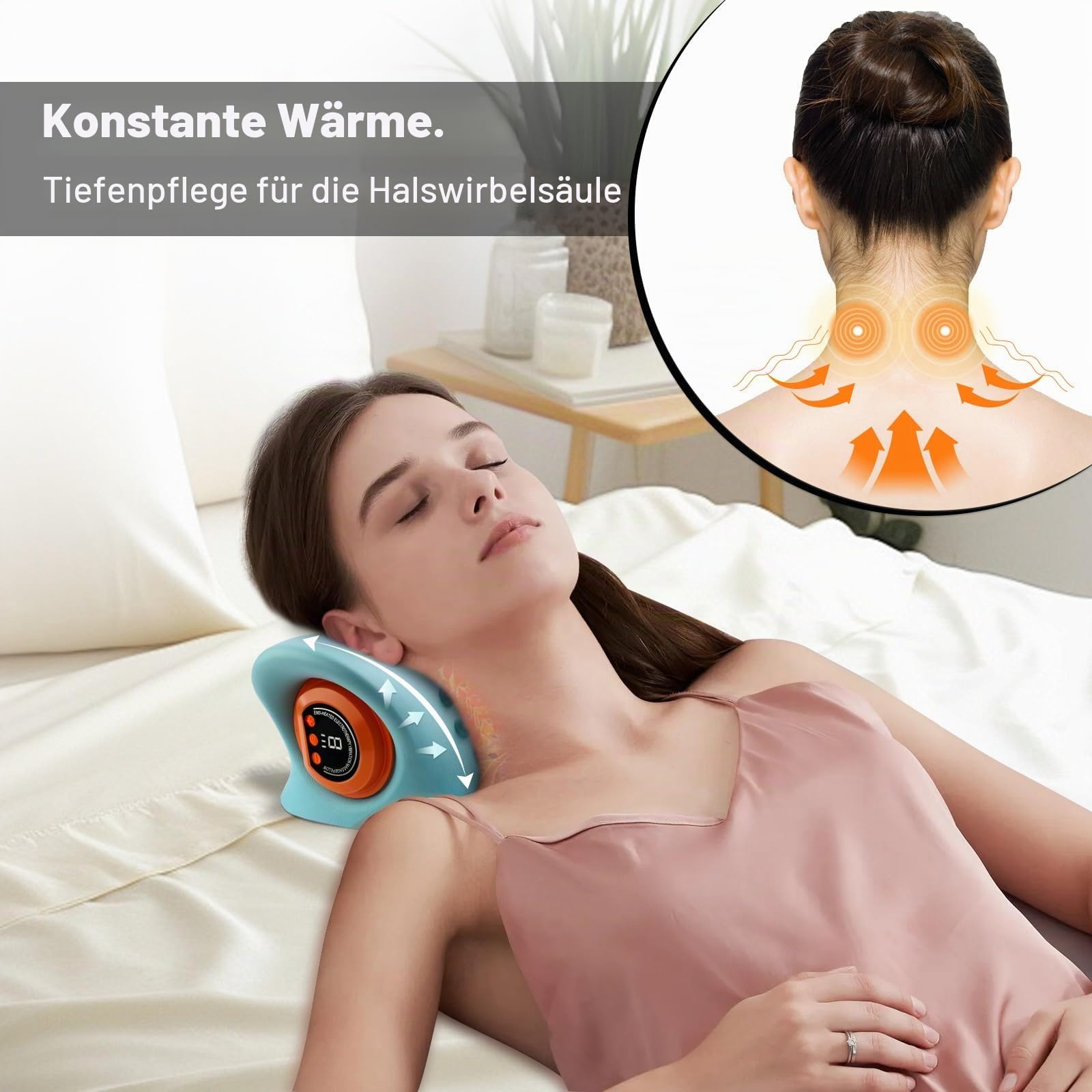 Nackenmassagegerät Elektrisch mit Wärme, 2026 Neu Kabelloses Massager(Blau)