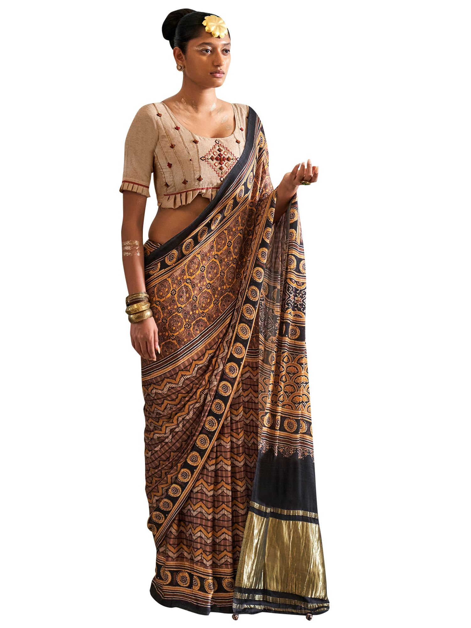 saree mall Women's Kanjivaram Patola Soft Pure Silk Sarees With Unstitched Blouse Piece-picture-45