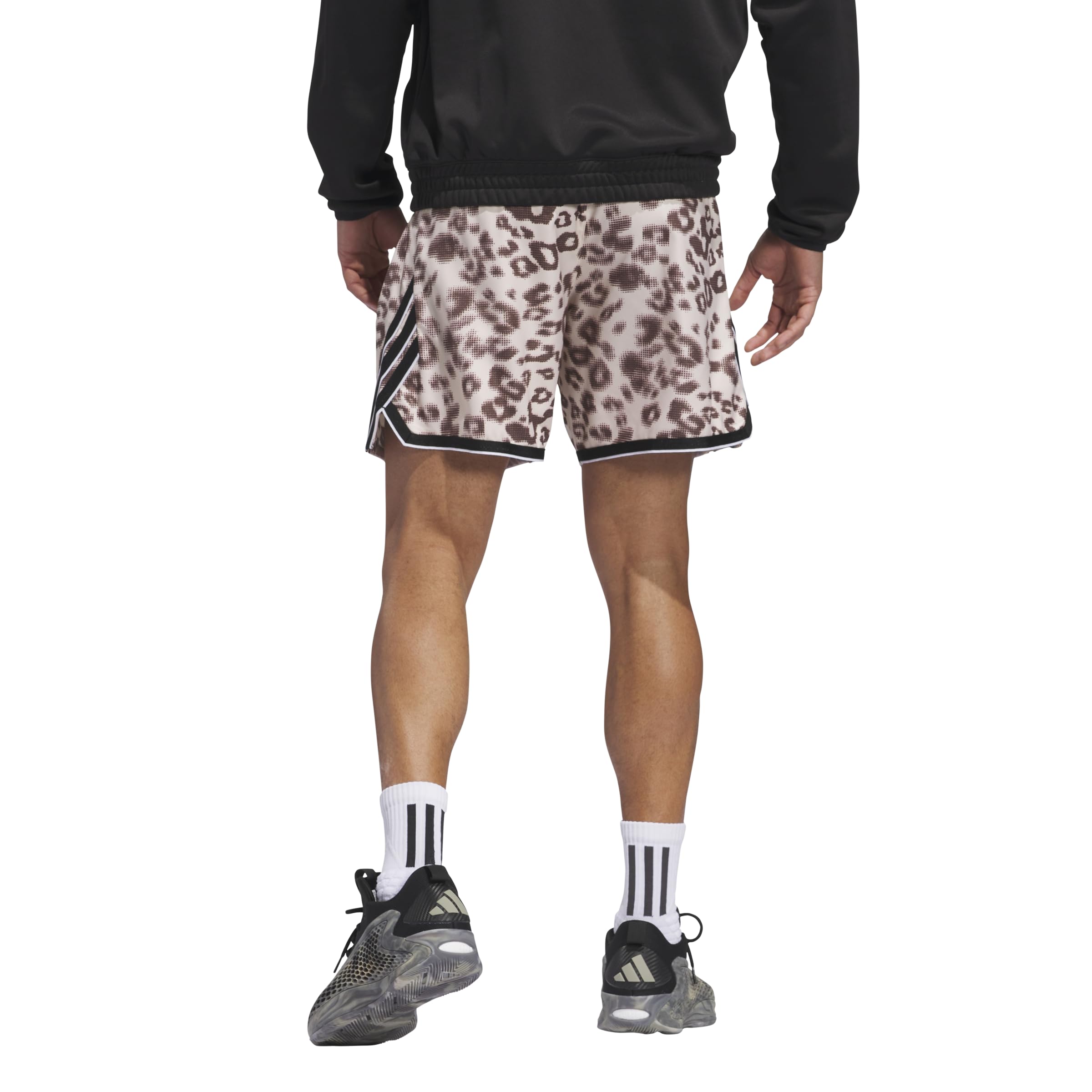 adidas Crazylite męskie spodenki do koszykówki z nadrukiem, Strata Sand/Coral Powder, X-Small/11" Inseam