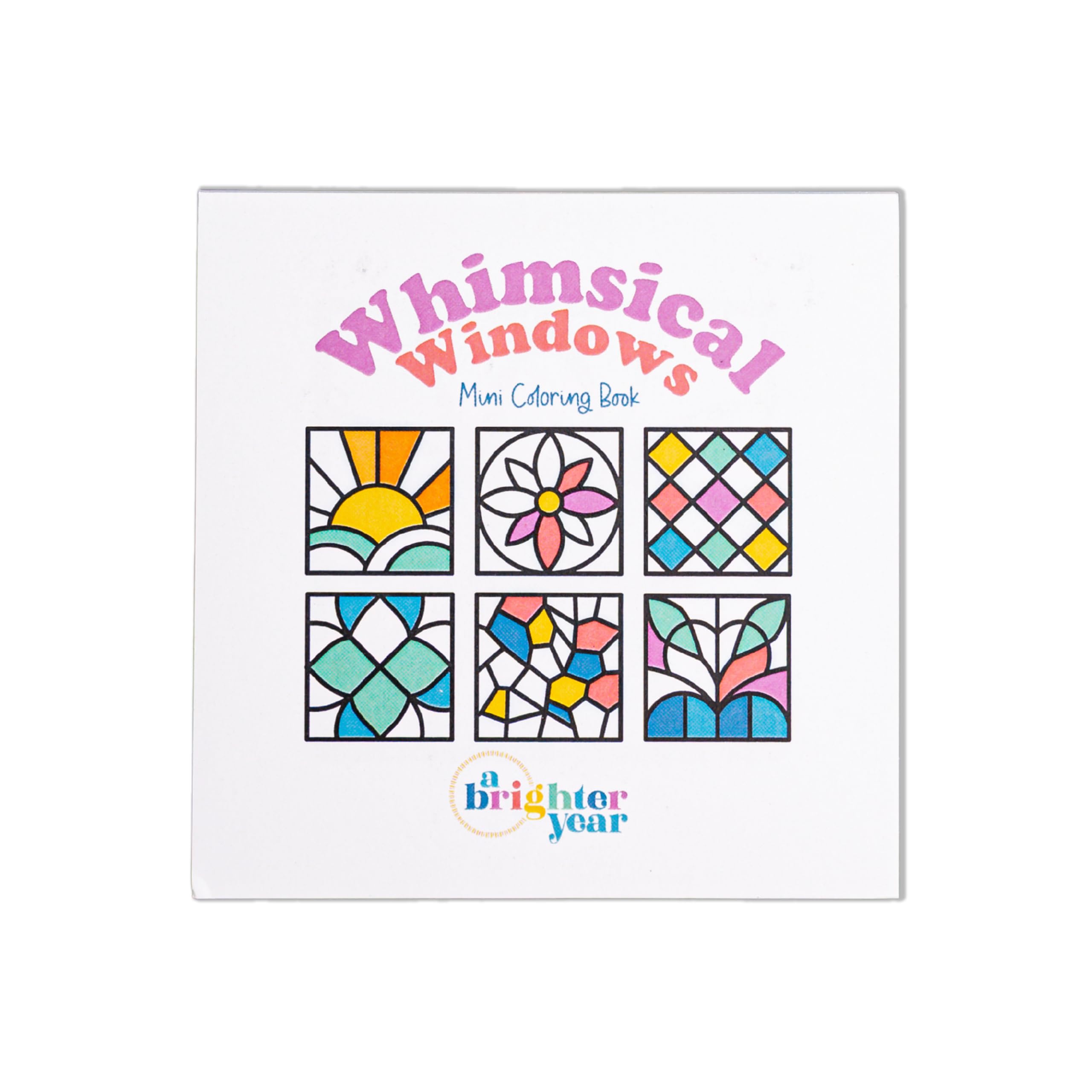 The Original Adult Mini Coloring Book – Whimscial Windows Edition - 3” x 3” Pocket Size, 50 Pages, Lay Flat Binding, Thick Paper, No Bleeding - Stress & Anxiety Relief