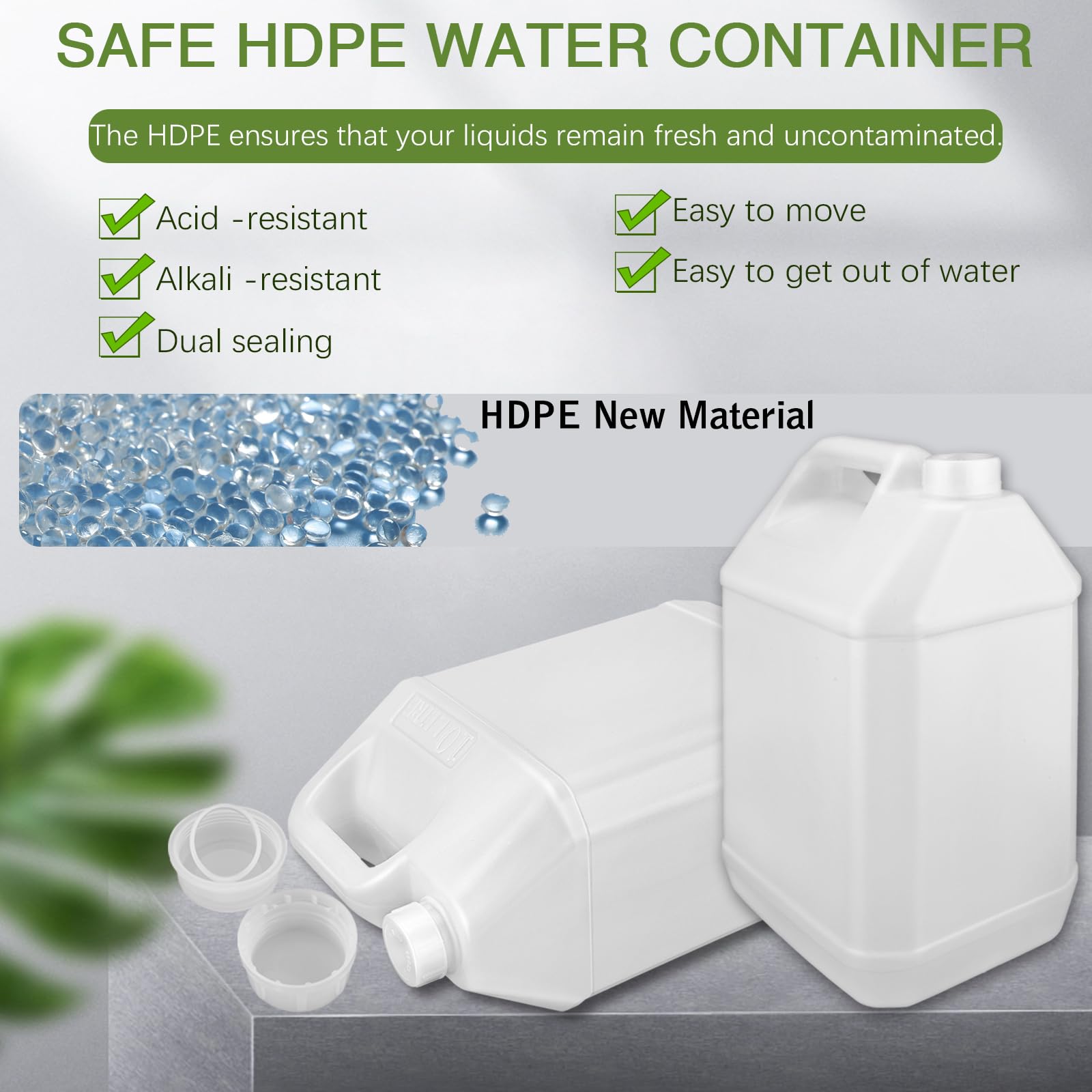 Jarra de agua de 2.5 galones, jarra de plástico estilo F, contenedores de almacenamiento de agua, contenedores de HDPE con tapa a prueba de fugas (paquete de 4)